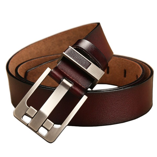 Genuine Crocodile-Embossed Leather Belt with Steel...