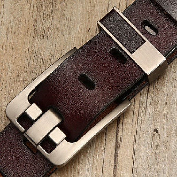 Genuine Crocodile-Embossed Leather Belt with Steel Buckle
