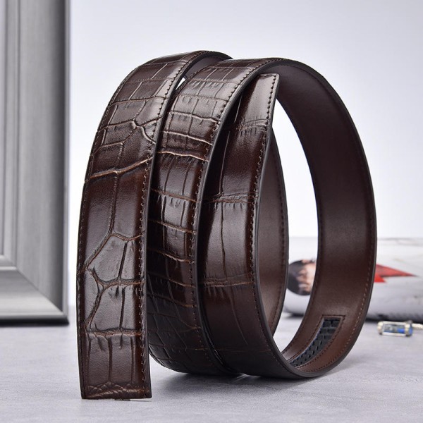 Crocodile-Pattern Buckleless Belt