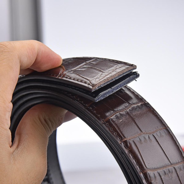 Crocodile-Pattern Buckleless Belt