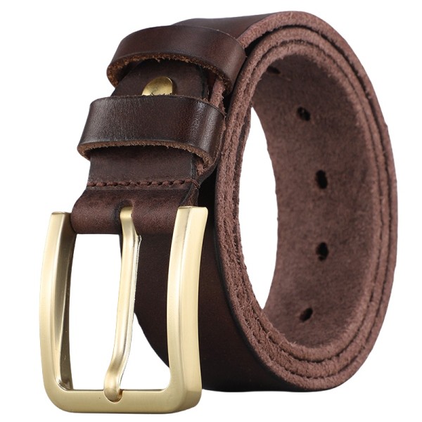 Full-Grain Leather Casual Belt with Alloy Buckle