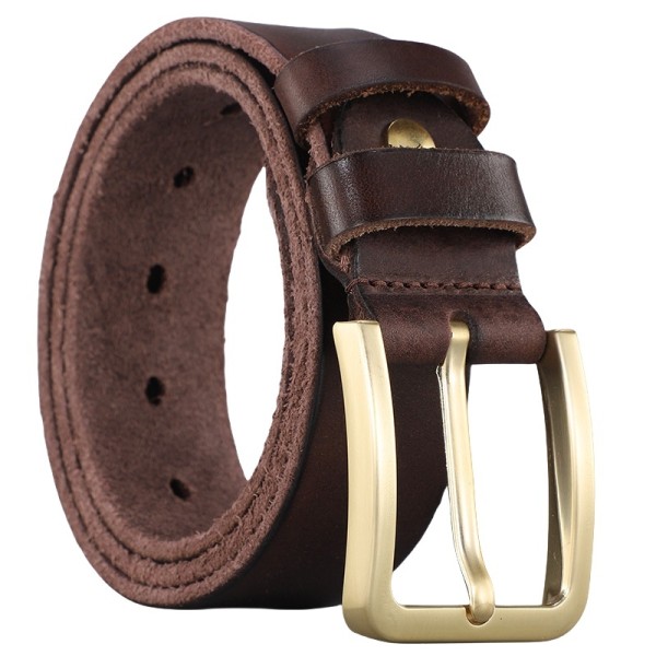 Full-Grain Leather Casual Belt with Alloy Buckle