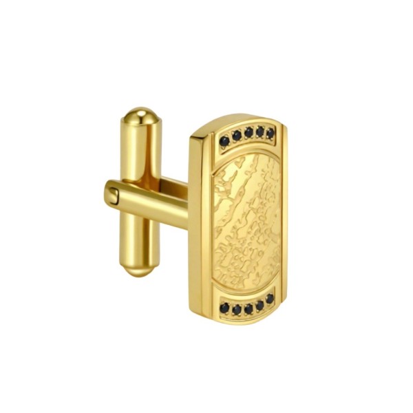 Zircon-Inlaid Stainless Steel Cufflinks