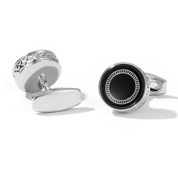 Personalized Black Round Men's Cufflinks