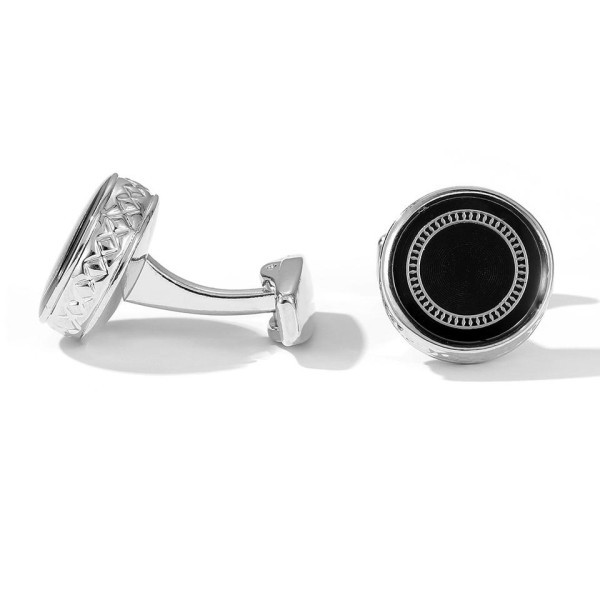 Personalized Black Round Men's Cufflinks