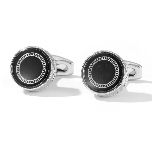 Personalized Black Round Men's Cufflinks