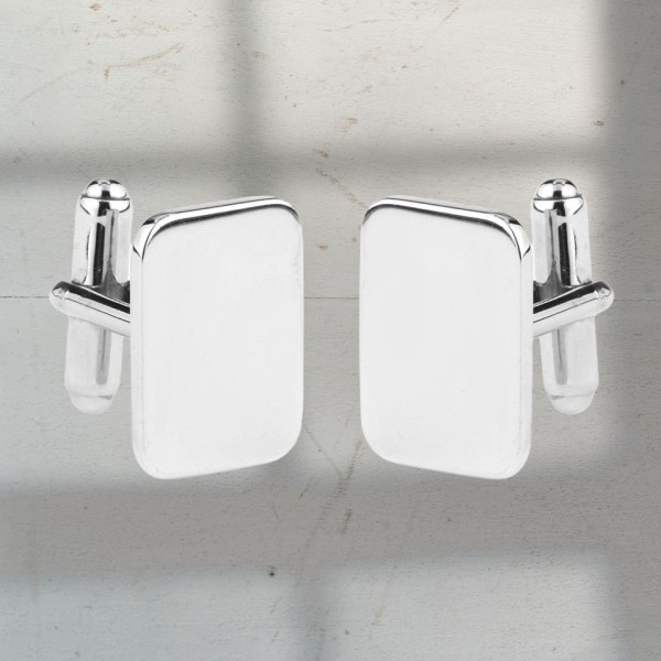 Simple Sterling Silver Rectangular Cufflinks
