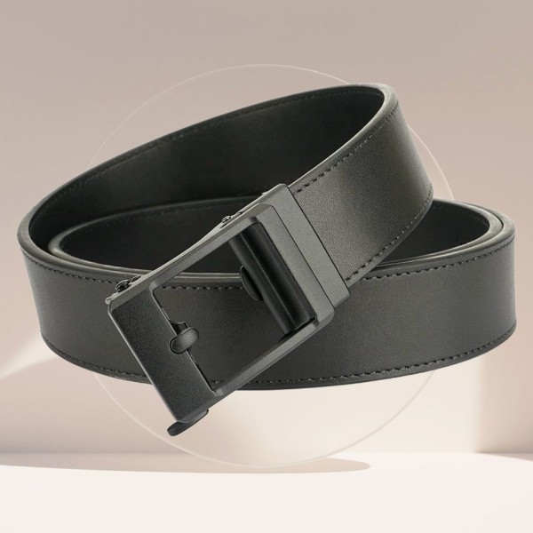 Durable Men's Casual Leather Belt with Automatic B...
