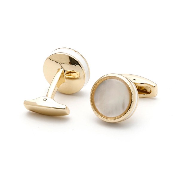 Classic Gold-Tone Brass Round Cufflinks