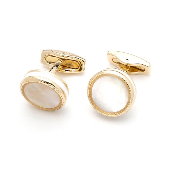 Classic Gold-Tone Brass Round Cufflinks