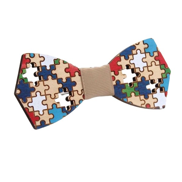 Hand-Painted Wooden Decorative Men's Bow Tie