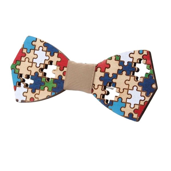 Hand-Painted Wooden Decorative Men's Bow Tie