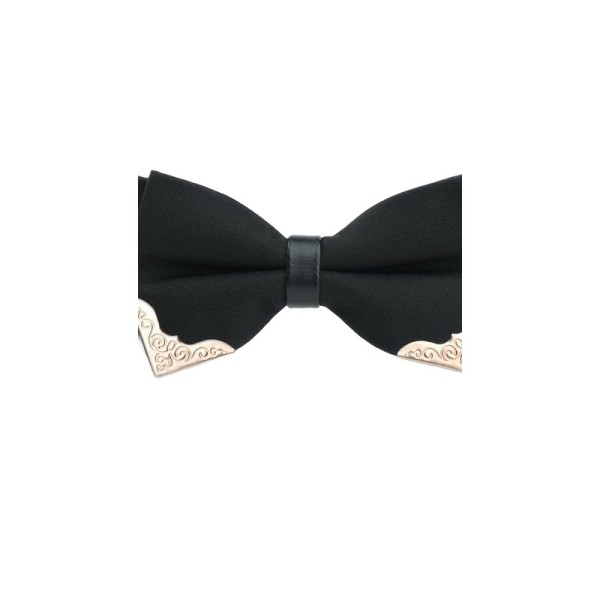 Solid Color with Gold Trim Men's Bow Tie